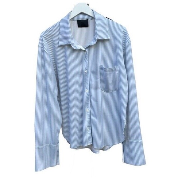 ONA by Yoon Chung Oversized Shirt Small Stripe Sustainable Italian Fabric Beachy - Picture 2 of 14